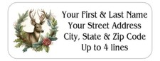150 Christmas Deer Wreath Buck Mailing Return Address Labels Personalized