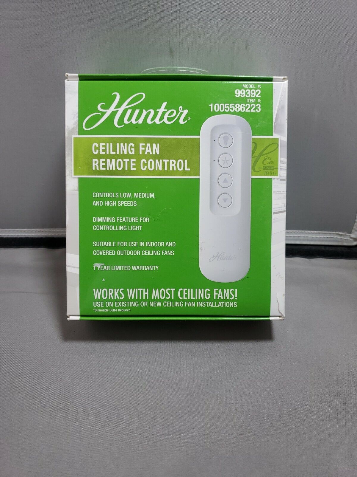 Hunter Universal 3-Speed Ceiling Fan Handheld Remote Control - White  (99392) 49694993922