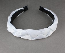 White satin braided headband soft fabric covered band grip teeth braid 1" wide