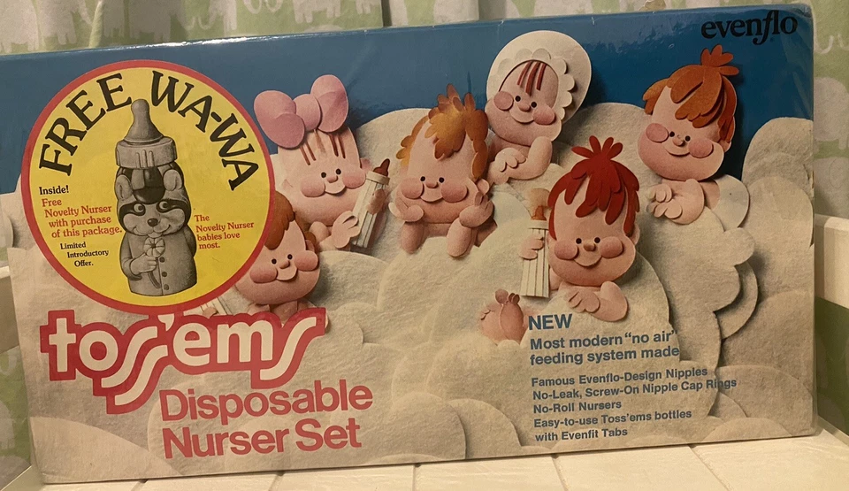 Vtg Evenflo Disposable Toss'ems Baby Bottles 1973 DropIn Nurser Kit Sealed RARE - Image 3 of 4