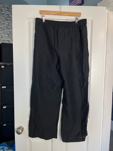 New RO&ZO Black LINEN BLEND Wide Leg TROUSERS Size UK 18 Summer - Picture 6 of 8