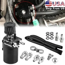 Universal Oil Catch Can Tank Kit Polish Baffled Reservoir with Fuel Line Black