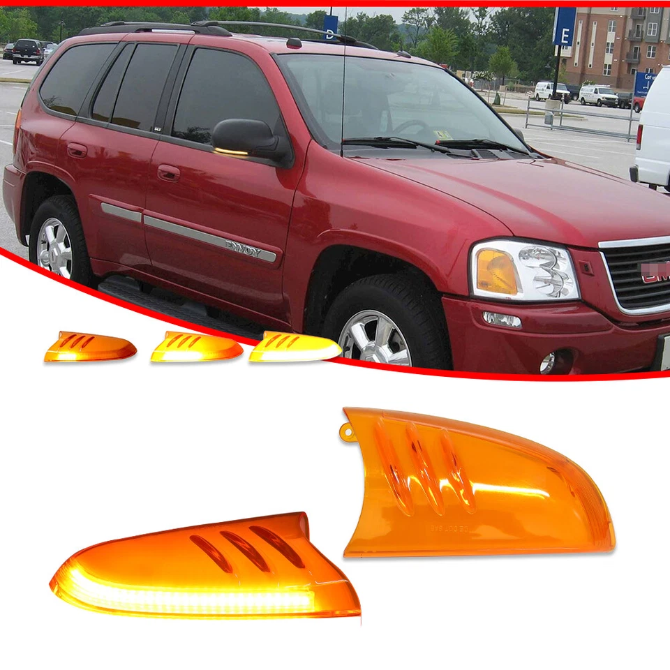 Juego de luces LED de espejo retrovisor lateral con lente ámbar conductor pasajero diestro derecho derecho para 02-09 Chevy GMC Foto 3 de 4