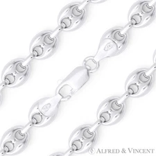 Italy 925 Sterling Silver 9.1mm Hollow Puffed Marina Mariner Link Chain Necklace