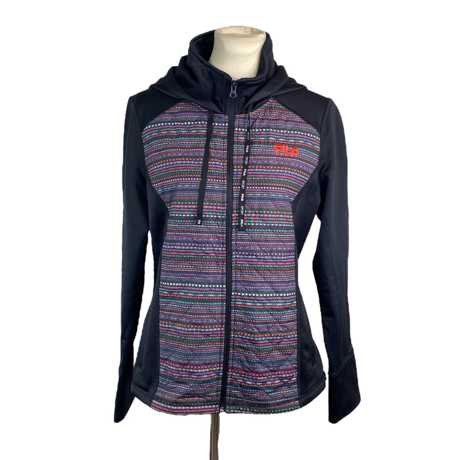 Giacca sportiva donna FILA SPORT taglia L con cappuccio ha tasche corsa
