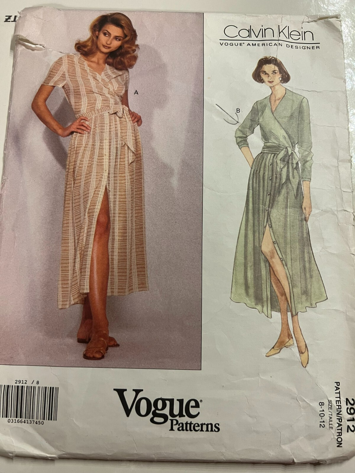 Patron Vogue Calvin Klein robe vintage tailles 8 10 12 couture femme fait main couture