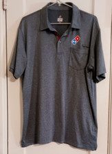 Dominos Pizza Employee Work Uniform Polo Shirt Blue Reflective Mens Large
