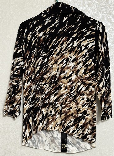 Zenergy by Chico's Ösen Druckknöpfe Jacke Oberteil Animal Print Tasche 100% Baumwolle Gr. 1 - Bild 2 von 5