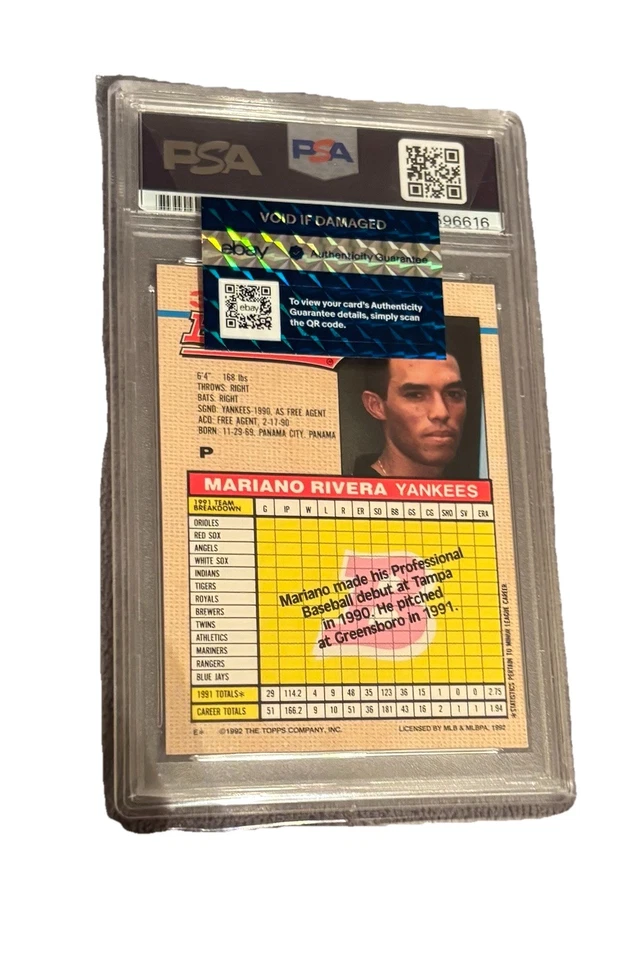 Tarjeta de novato Mariano Rivera Bowman 1991 automática PSA 10 Foto 2 de 2