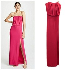 Halston Heritage Strapless Drape Back Flowy Gown