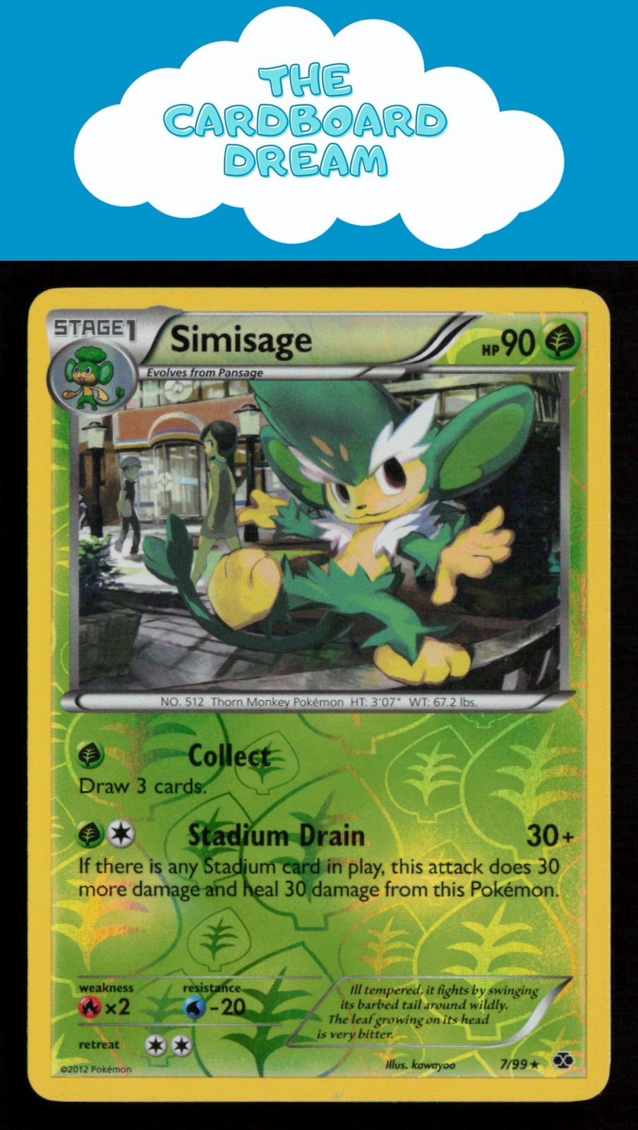 Simisage Next Destinies #7/99 Rare Reverse Holo LP Pokemon Card