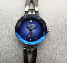 Armitron Diamond Watch Womens 19mm Blue Dial Silver Tone New Battery 7.25"