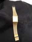 Vtg gold tone Seiko tank men dress watch gold tone date mesh 2A32 new battery