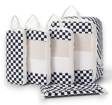 Compression Packing Cubes Set 5 Travel Organiser Bags Black White