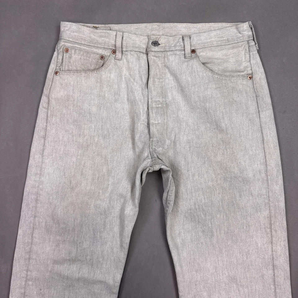 Pantalones de mezclilla Levis 501 para hombre 34x27 grises descoloridos botones rectos (etiqueta 36x30) Foto 3 de 4
