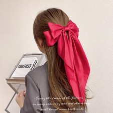 Satin Silk Ribbon Bow Hair Clips Long Streamers Korean Style Women Girls