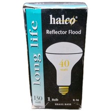 Flood Light Reflector Bulb Halco R-16 130 Volt 40 Watt Long Life Brass Base Work