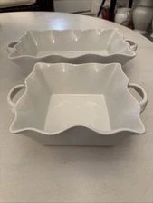 NEW~BIA Cordon Bleu Wavy Collection 3 Rectangular Baker @ Handles (Set Of 2)