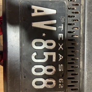 1962 Texas License Plate AV 8588 Vintage Automobile Memorabilia