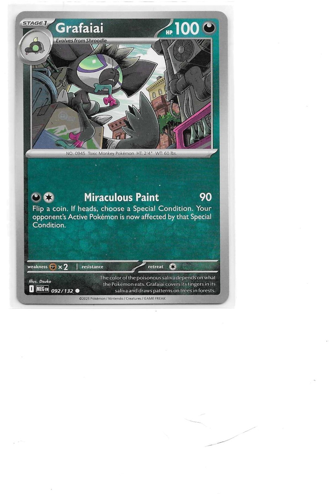 Pokemon Grafaiai (92/189) Mega Evolution NM REVERSE HOLO