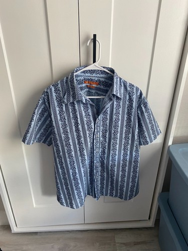 Ben Sherman, Vintage Ben Sherman Men's SS Button Down Shirt-Blue Geometric/Floral Size M
