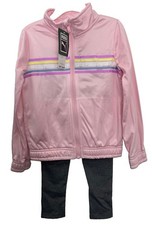 PUMA Girls 2 Piece Tracksuit Set Pink Gray Size 5 Full Zip Jacket Leggings NWT