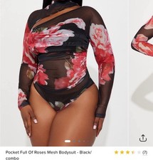 Fashion Nova Mesh See Through Long Sleeve Bodysuit Size XL New