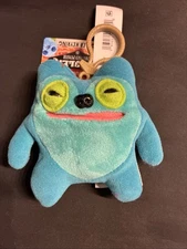FUGGLER Funny Ugly Plush Monster Keychain Keyring  Greedy Grinner Blue - NWT