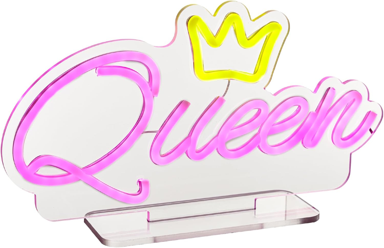 Lampada Queen LED Effetto Neon - Luce Decorativa da Tavolo Rosa USB