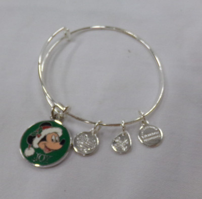 Alex and Ani Disney Mickey Mouse Expandable Silver Tone Wire Christmas Bracelet