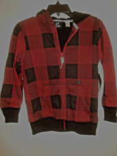 Boys Hooded Coat Red Plaid Size 8 NEW