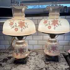 LOCAL PICKUP ONLY Gone With The Wind Hurricane 3 Way Lamps. Peach, Pink, Brass.