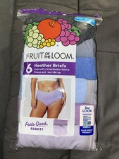 Fruit Of The Loom  Womens Brief Underwear Panties 6-Pair Heather Cotton  10/3X