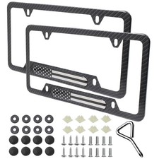 12x Carbon Fiber License Plate Frame Front Rear Tag For Toyota Rav4 Corolla