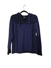 Eddie Bauer Women's Size Medium Purple Hooded Sweater Embroidered Cotton Blend