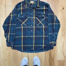 Vintage Fieldmaster Made In Usa Men Flannel Button Up Shirt Heavy Size 2X Tall