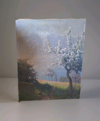 Peinture Ancienne Huile Sur Toile Paysage Impressionniste Tableau Signé - Photo 1/13