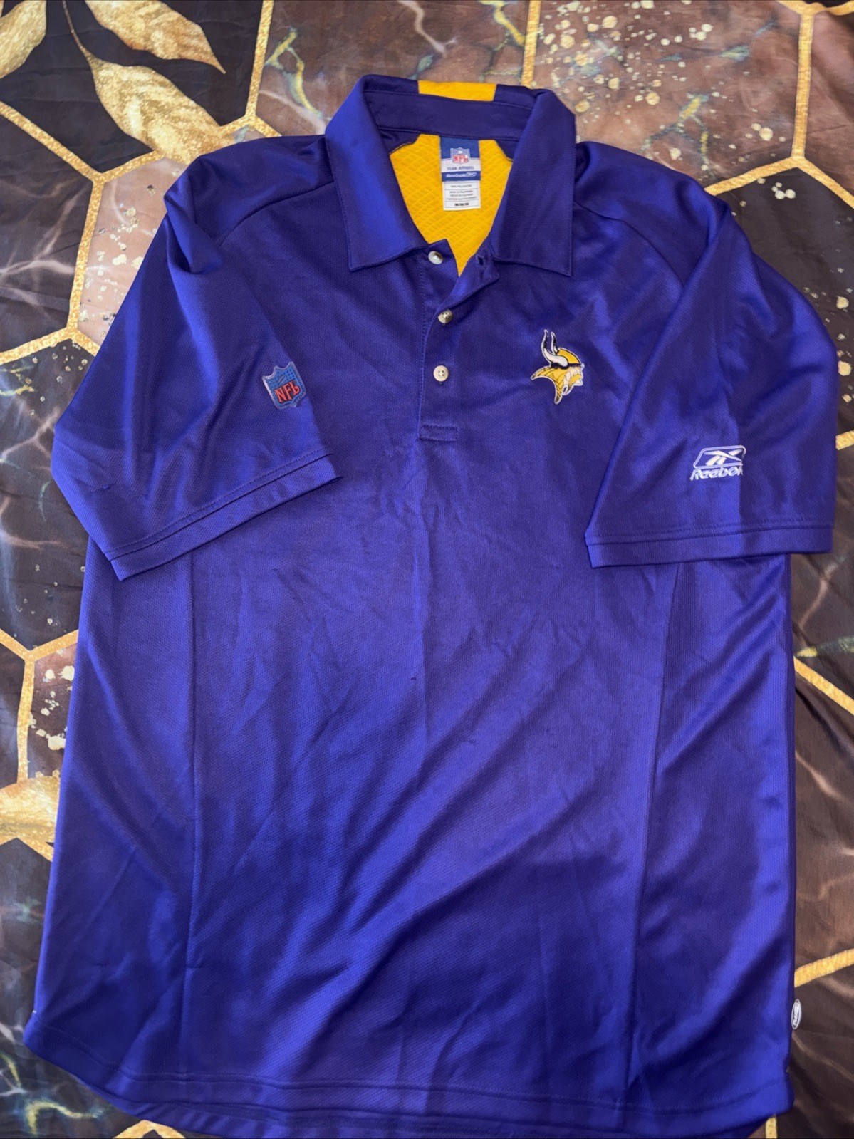 Vintage Minnesota Vikings Reebok Dry-Fit Golf Polo Shirt Size Medium