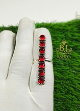 Handmade Garnet Gemstone Ring 925 Silver Plated Statement Jewelry Gift