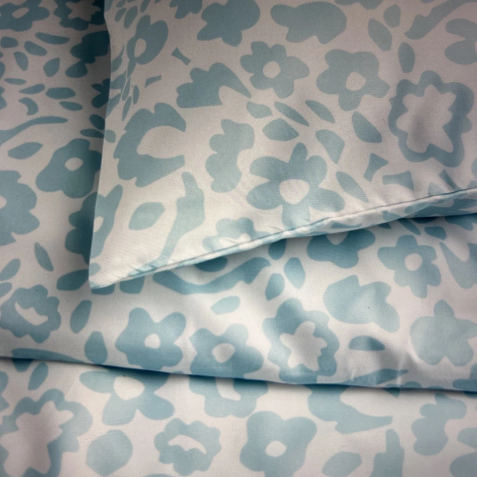 ❤️Ikea CYMBALBLOMMA Funda Nórdica Doble con Funda de Almohada Juego de Cama Blanco Azul Floral NUEVO Foto 2 de 4