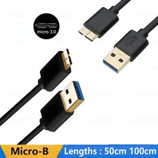 USB 3.0 Cable Type A Male to Micro-B Male in Black External Hard Drive HDD 50cm