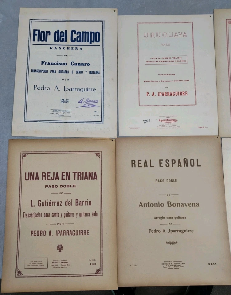 Pedro A. Iparraguirre Lot 8 Sheet Music Spanish Classical Guitar Vtg Tango Danza - Image 2 of 3