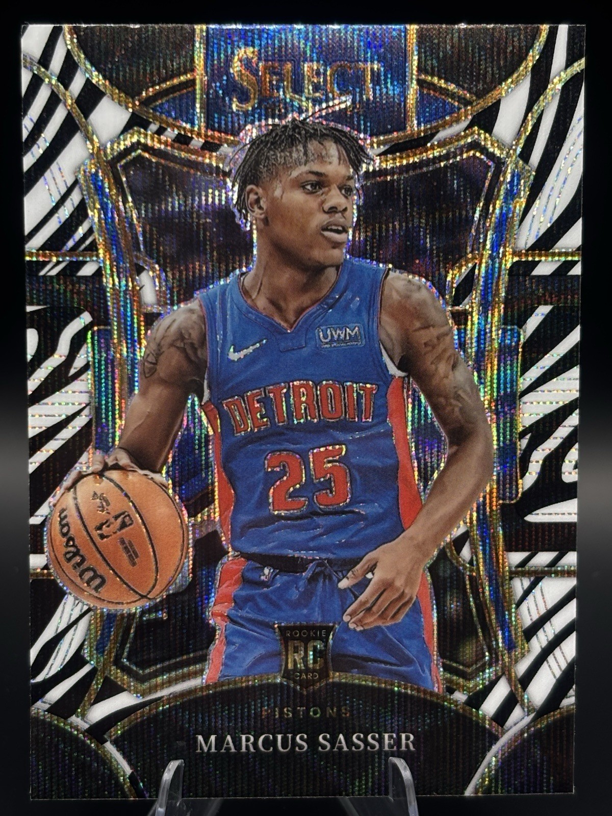 2023-24 Panini Select Prizm- Mezzanine Level Marcus Sasser #303 Zebra- SSP