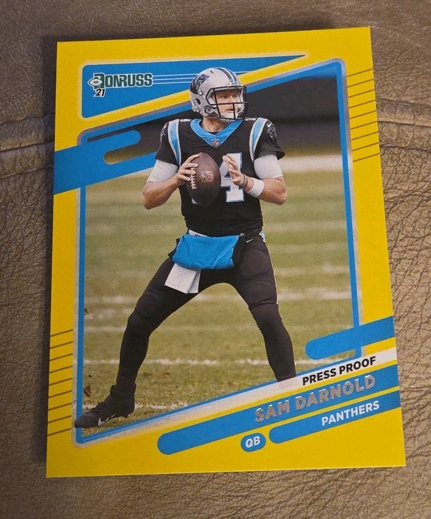 2021 Donruss #37 Sam Darnold Press Proof Yellow Carolina Panthers Football Card