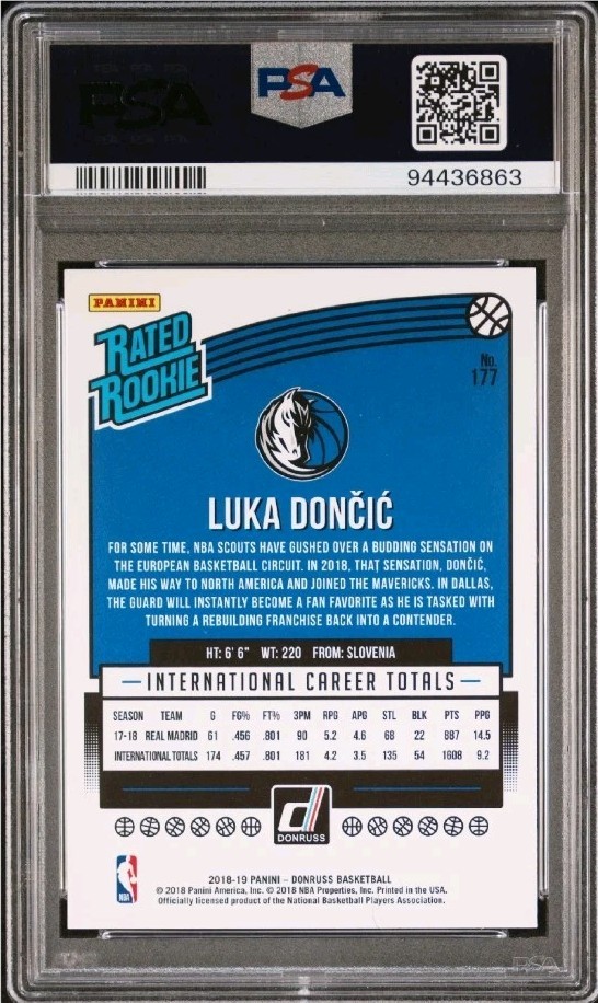 2018 Panini Donruss Luka Doncic Rated Rookie #177 PSA 10 Mavericks RC  view 2