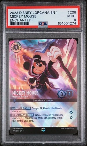 2023 DISNEY LORCANA EN 1-THE FIRST CHAPTER MICKEY MOUSE - WAYWARD SORCERER PSA 9