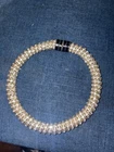 Vintage Rhinestone Choker Necklace Snap On Costume Jewelry