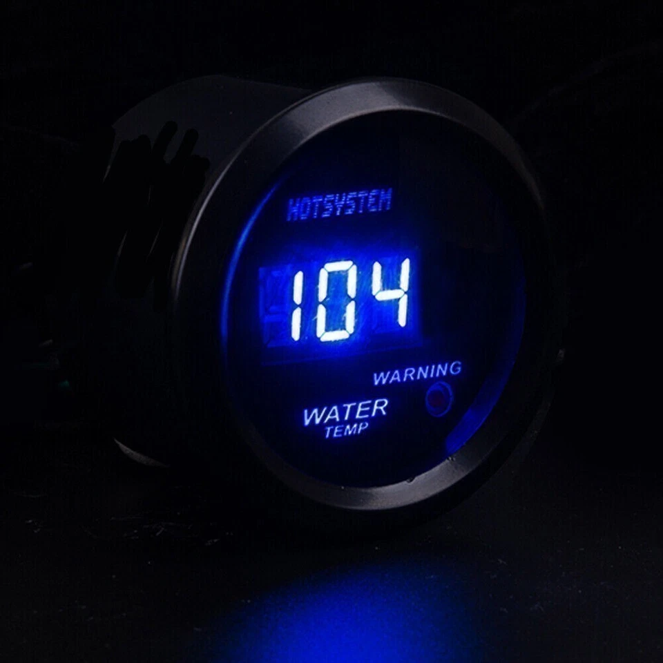 Medidor electrónico de temperatura del agua LED digital azul negro 2" 52 mm para automóvil EE. UU. Foto 2 de 4