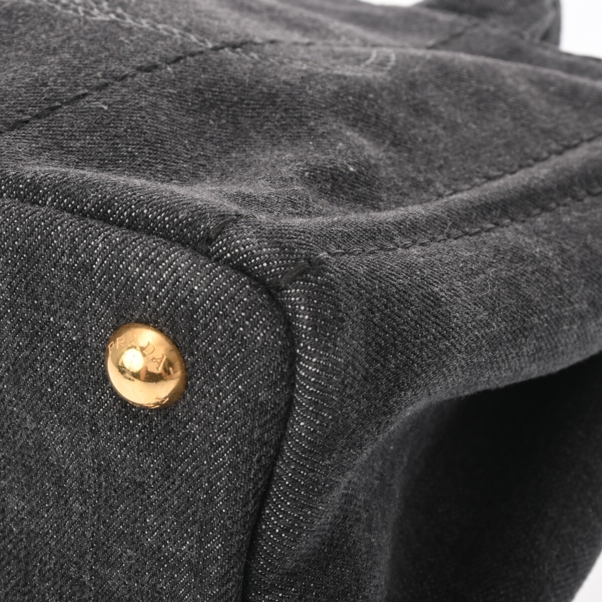 PRADA Canapa Mini Black 1BG439 Ladies Denim Handbag AB Rank Used  from japan thumbnail 7