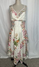NWT FARM RIO WOMEN'S DELICATE FOREST SCARVES MIDI DRESS V NECK CAMI FLORAL L